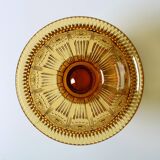 Mid-century Amber Honey Pedestal Bowl / Modern Vintage / Godinger / 1990s