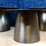 Set of three designer coffee tables in frosted metal, circa 1990/2000
