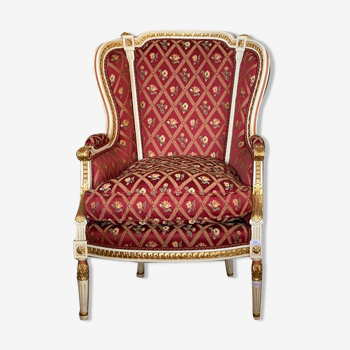 Fauteuil bergère à oreilles de style Louis XVI