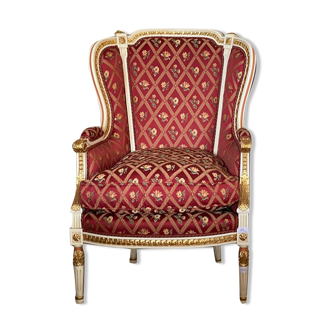 Fauteuil bergère à oreilles de style Louis XVI