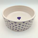 Ceramic bowl with small blue hearts and lead-free paint