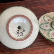 Paire de bougeoirs vintage rat de cave en terre cuite émaillée