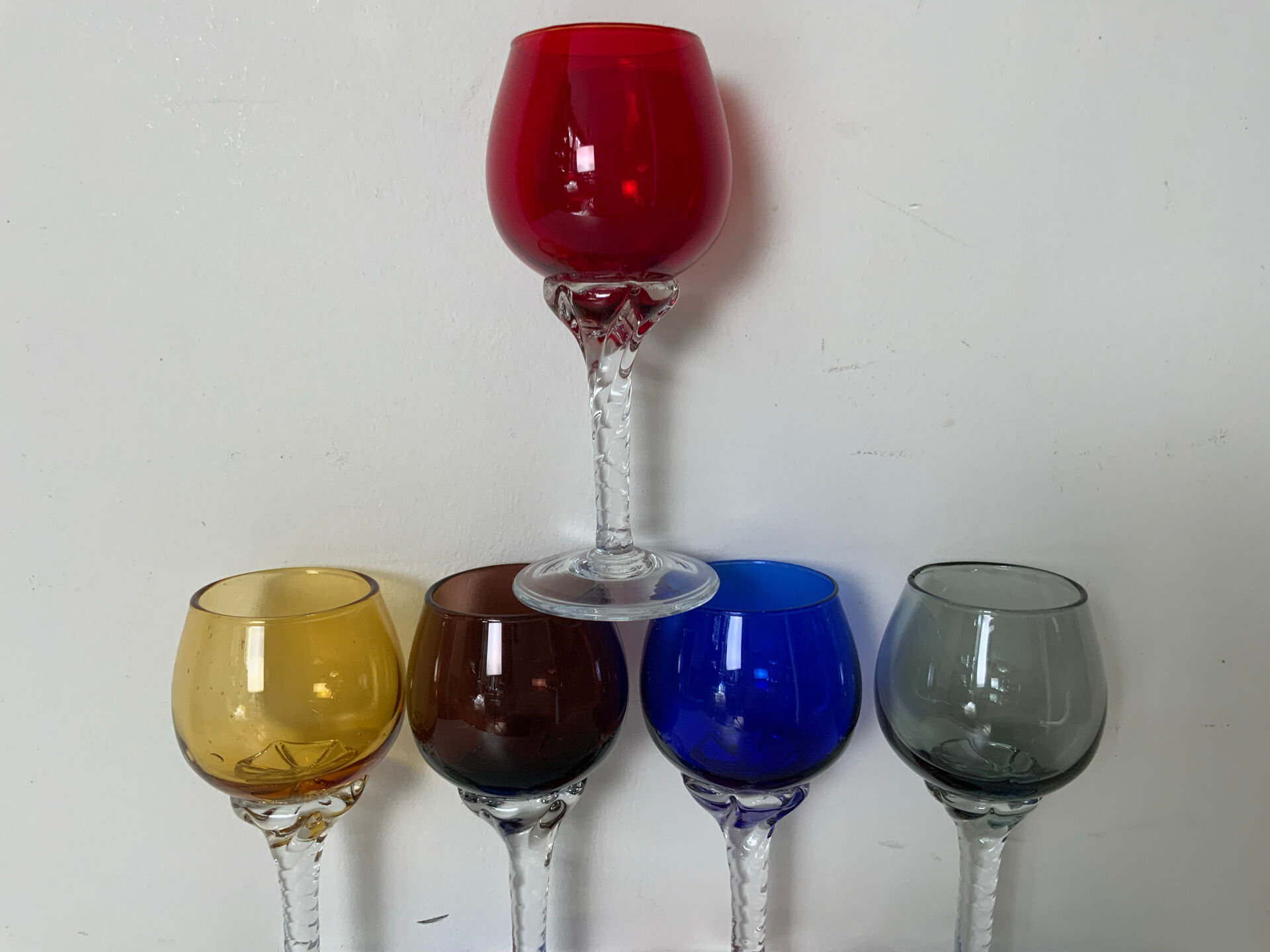 Set of 10 antique digestif glasses.