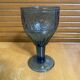 Set of 6 Blue Moulded Glass Goblets with Fruit Decor Vintage 1960s