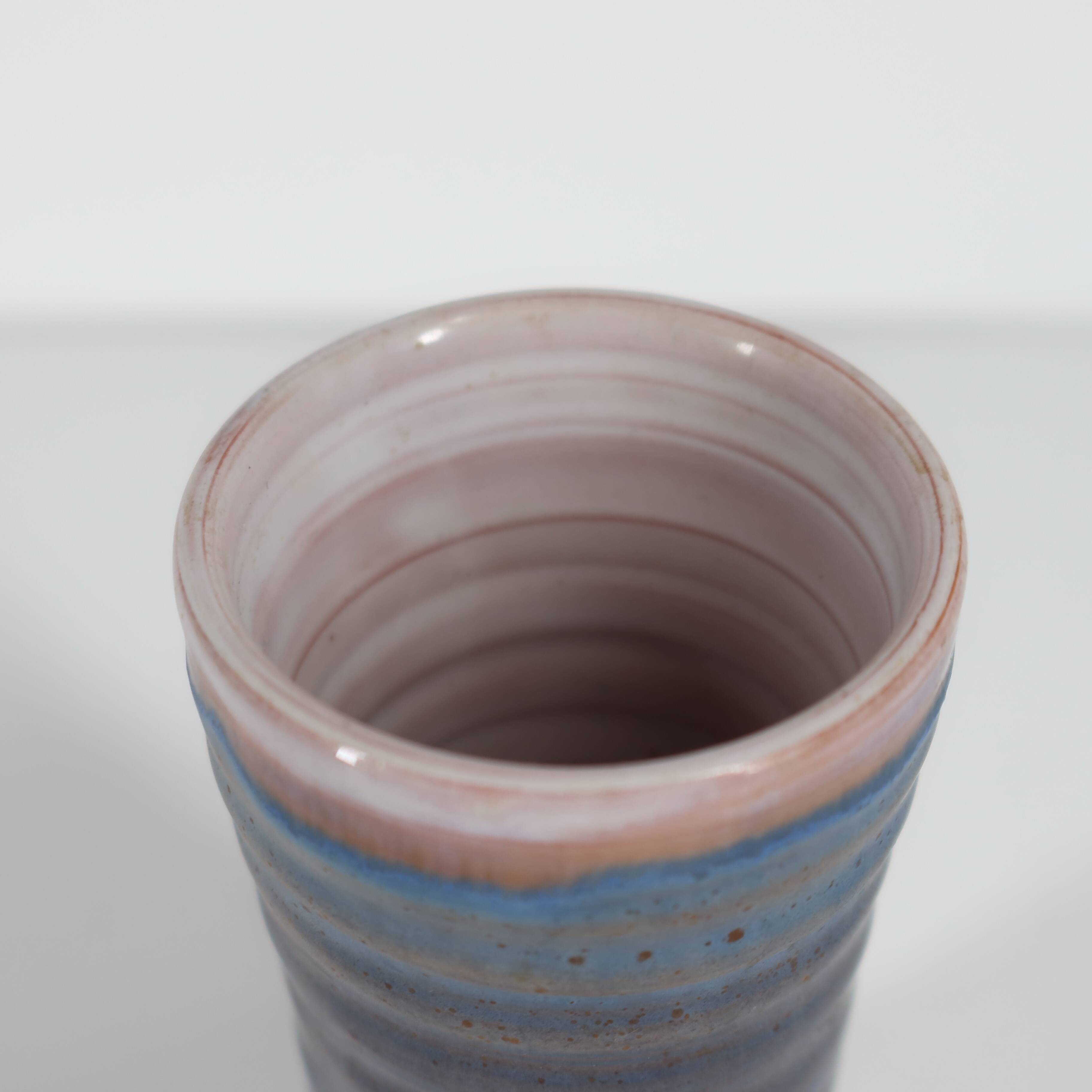 Ludovic handcrafted vase in blue glazed ceramic, 1970