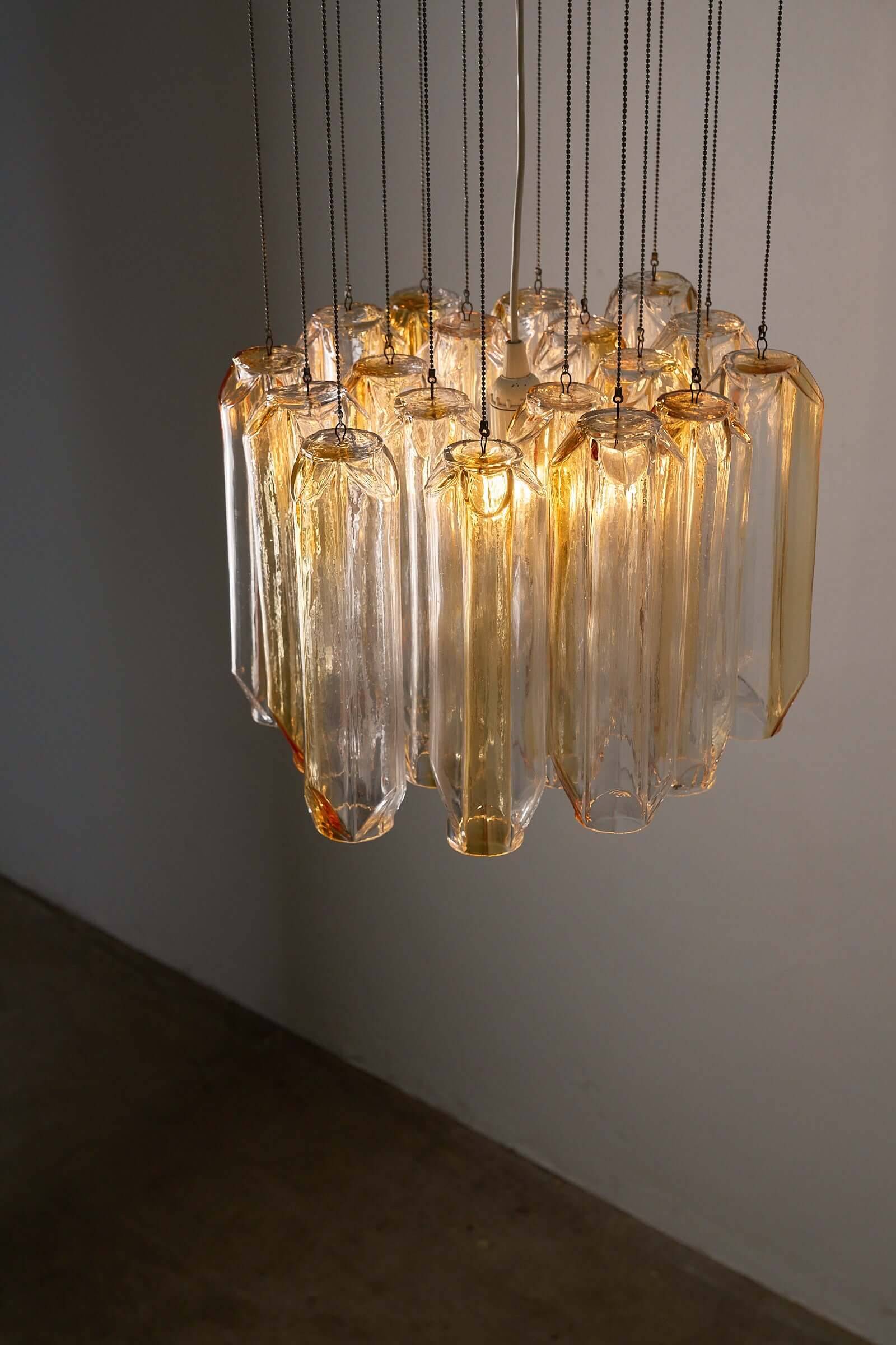 Suspension « Quadrifoglio » en verre de Murano par VeArt, années 1970