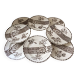 8 Terre de Fer dessert plates, 19th century