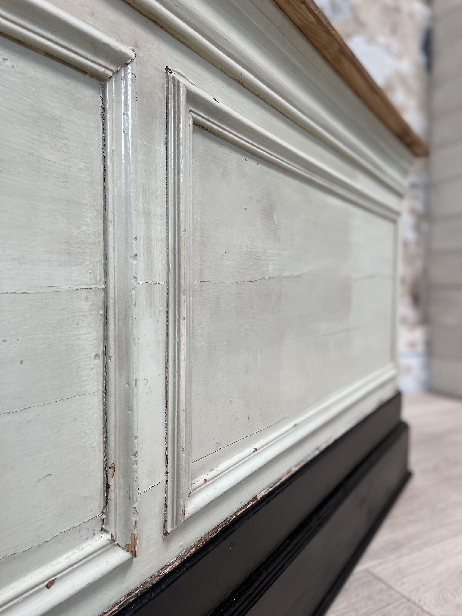 Bank counter furniture in patinated wood, circa 1900