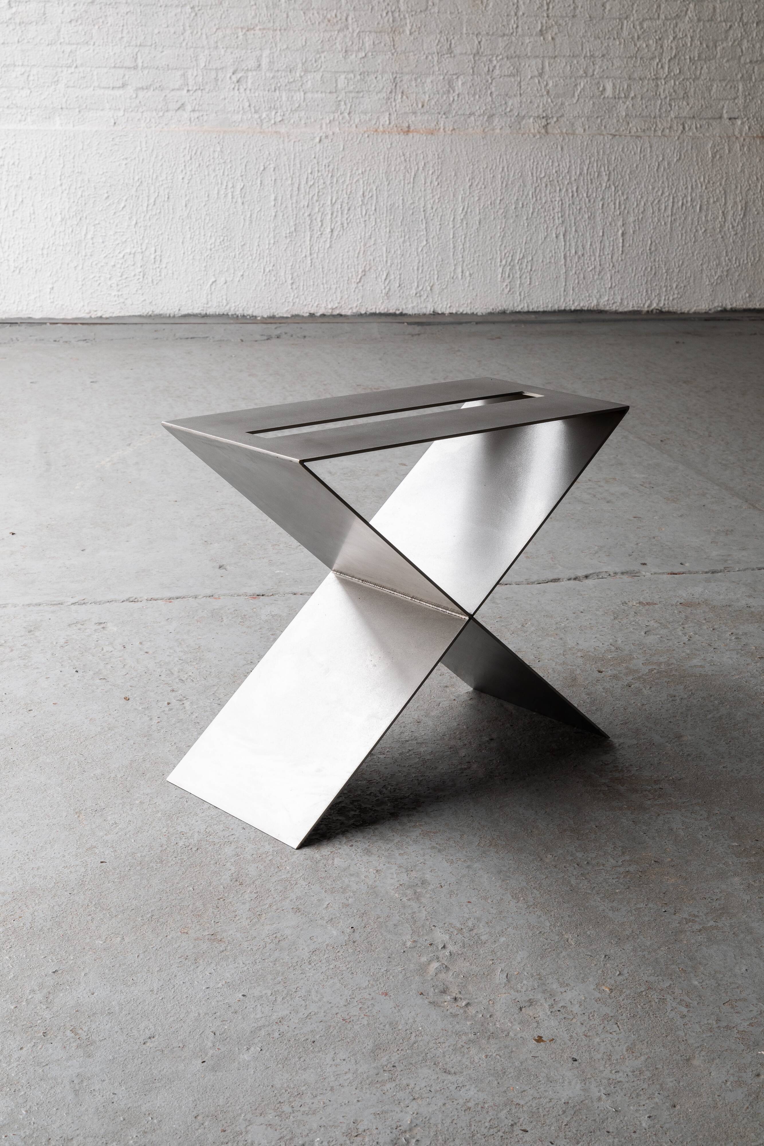 Contemporary stainless steel side table by Lena Coupez, Belgium, 2024