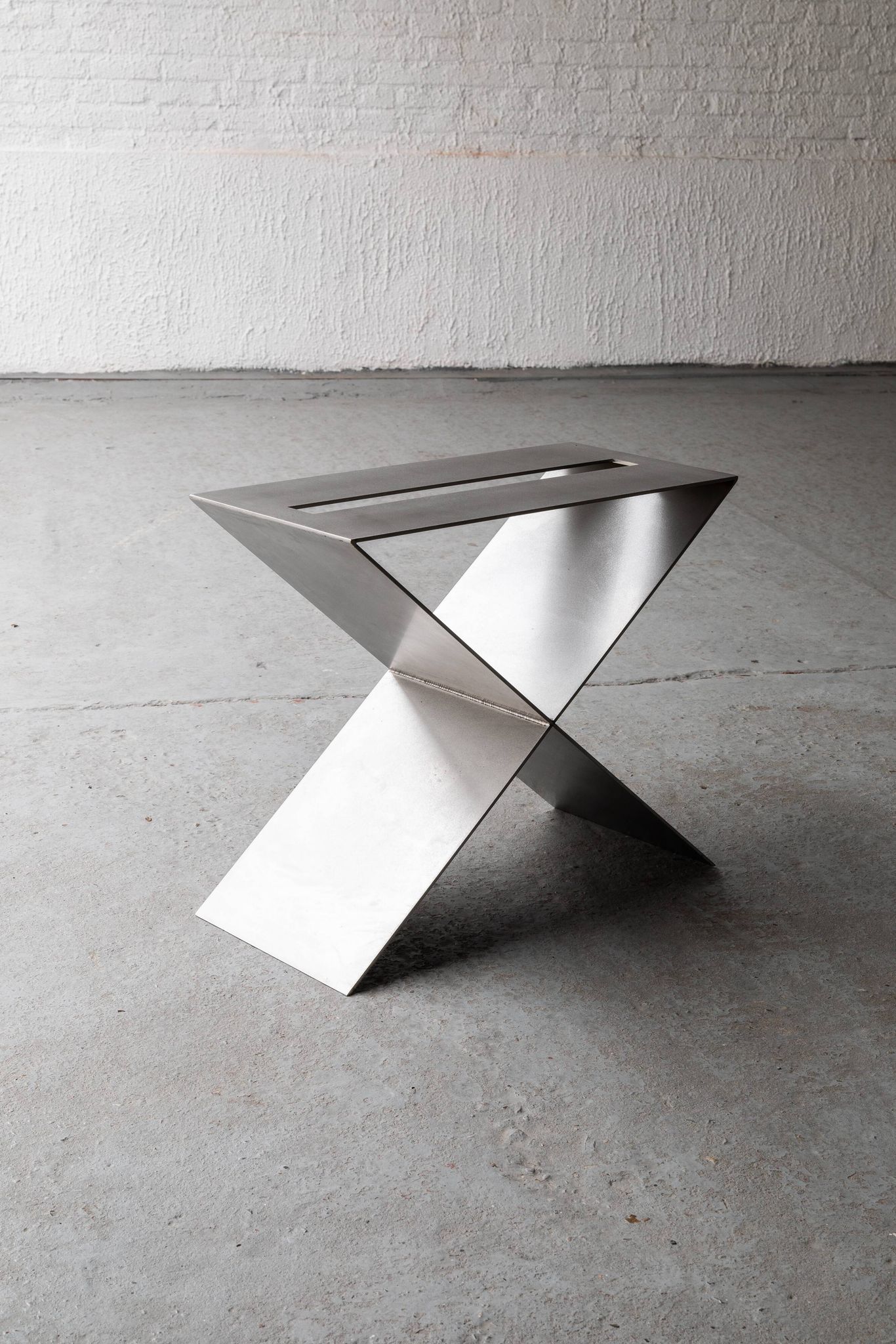 Contemporary stainless steel side table by Lena Coupez, Belgium, 2024