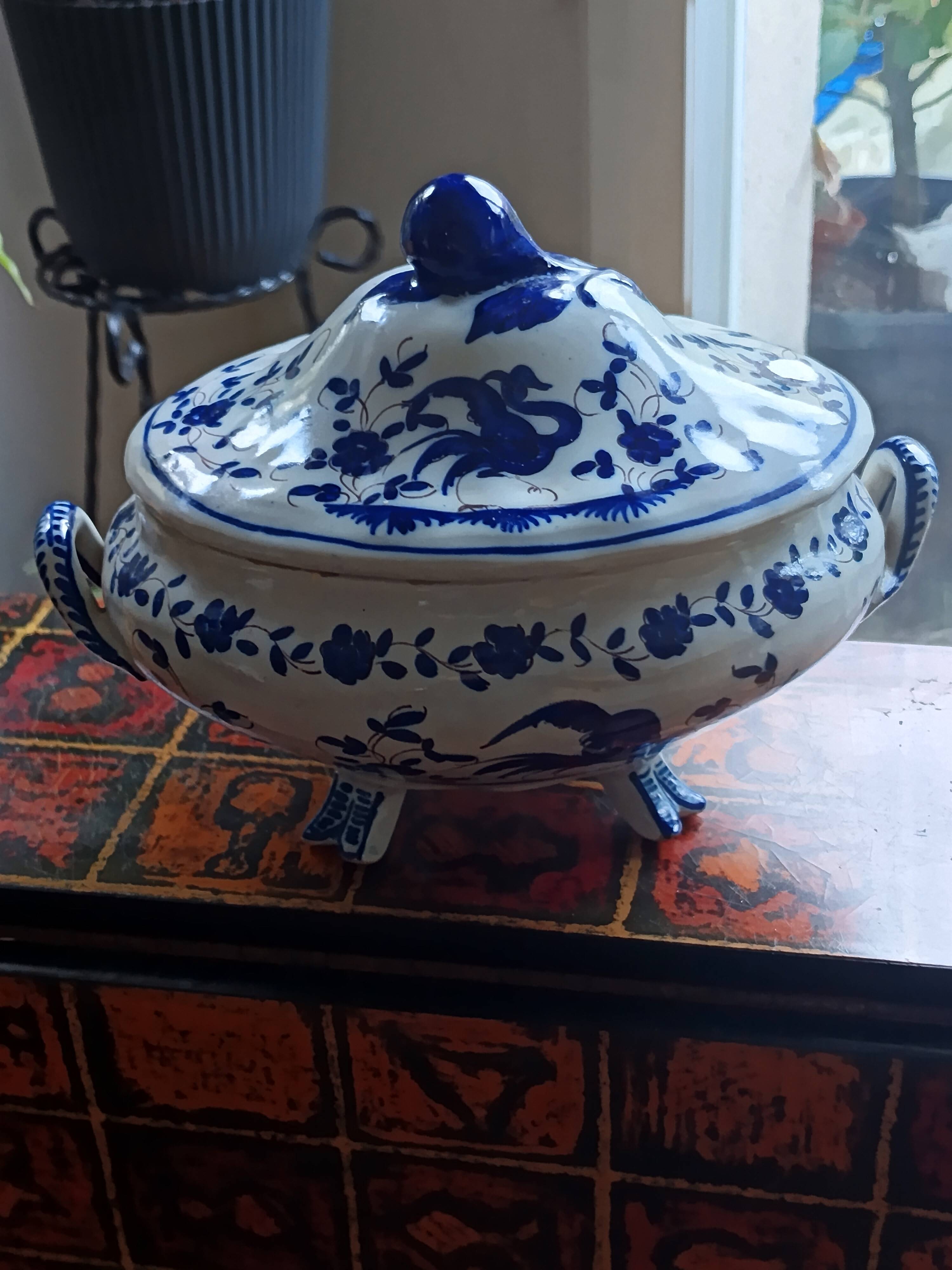 Antique earthenware vegetable dish from Matres Tolosane, attributed to Ribet and Bonnassies