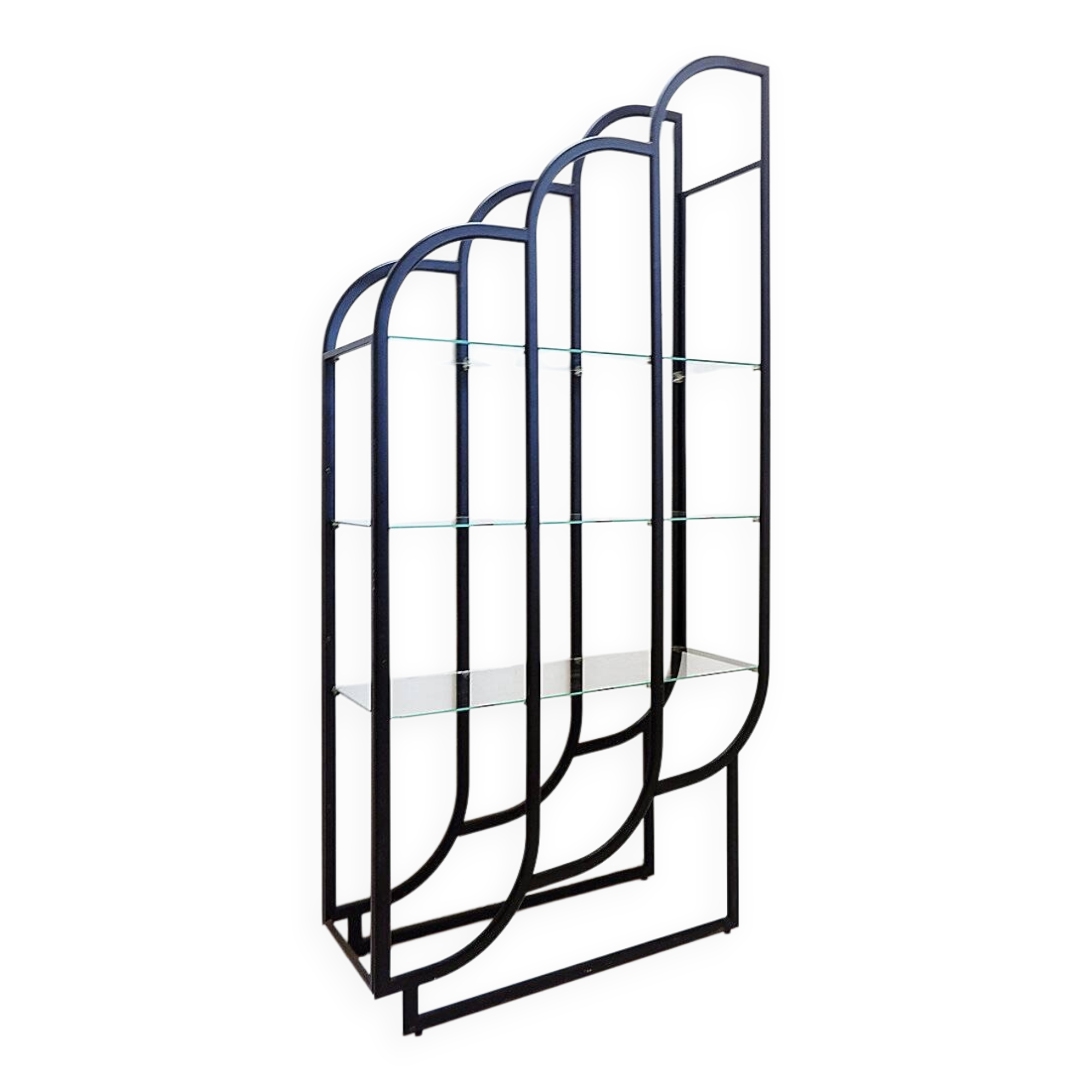 Black Bookcase - Metal and glass - 20th