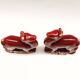 Lot of 2 Art Deco Ceramic Deer in Burgundy and Gold France