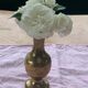 Golden brass vase chiseled vintage floral pattern