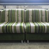 Large 7 piece modular / sectional sofa in striped upholstery, Germany, 70s
