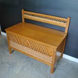 1960 vintage rattan bench box