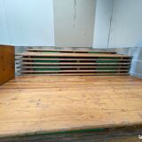 Lot one table and two vintage benches