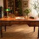 Antique oak desk - leather top