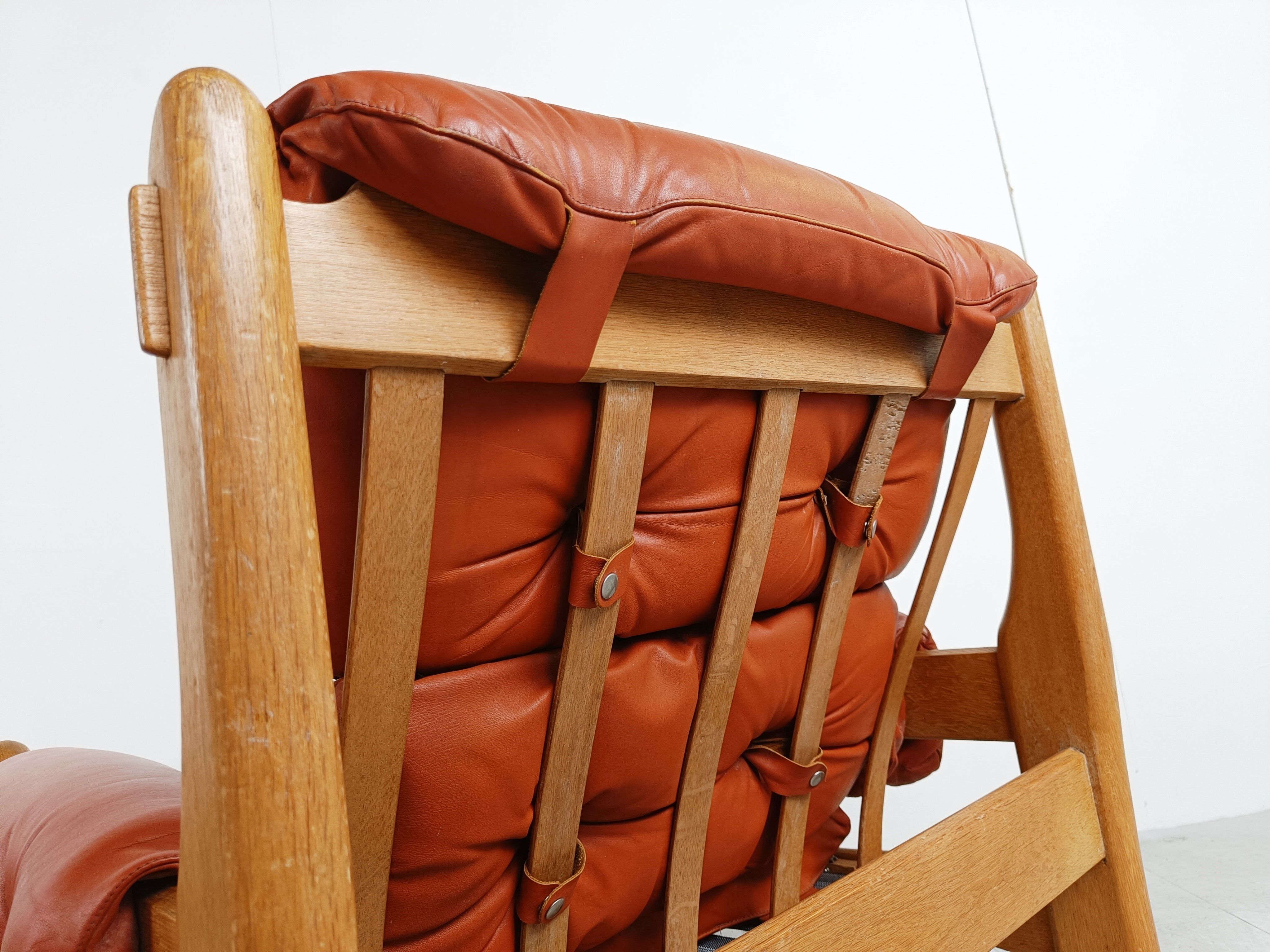 Pair of brutalist leather armchairs, 1960s