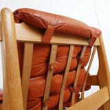 Pair of brutalist leather armchairs, 1960s