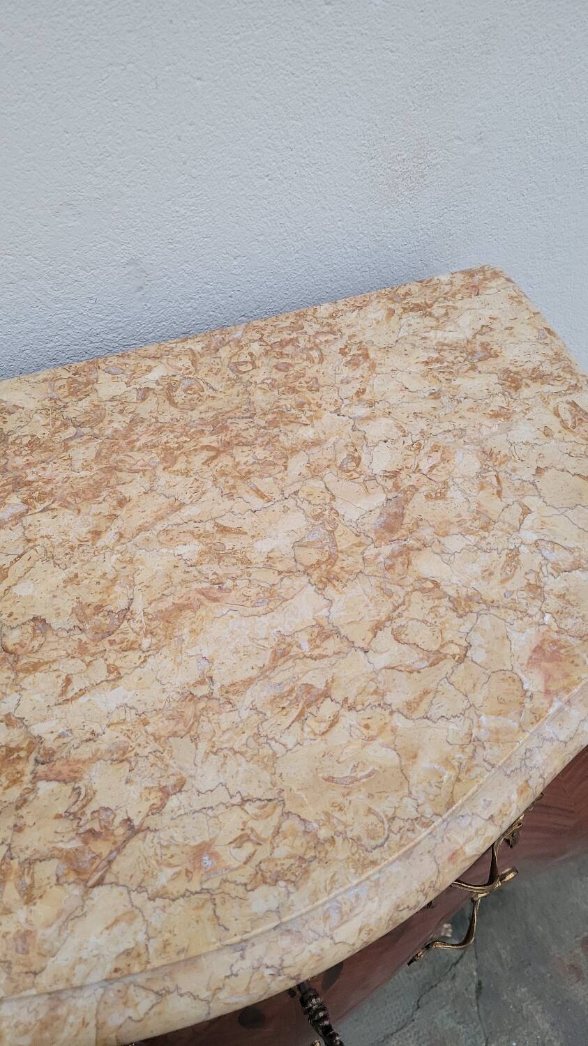 Louis XV Style Commode Stamped in Richly Decorated Rosewood Marquetry