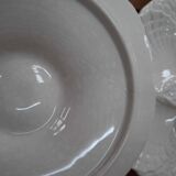 4 Assiettes à huîtres blanc cassé vintage Sarreguemines 60's