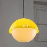 Italian Space Age Yellow Plexiglass Pendant Lamp, 1970s