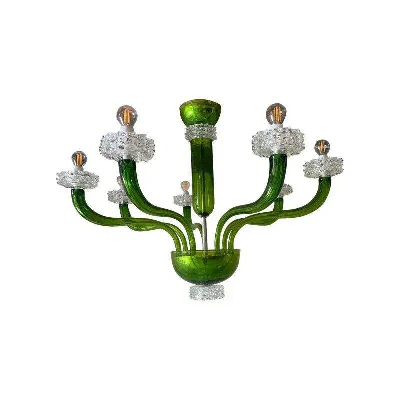 Green Murano Glass Chandelier with Trasparent Rostrato Boubeches from Simoe