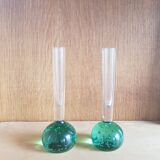 Set of Two Scandinavian Soliflore Bubble Glass Vases, 1960s