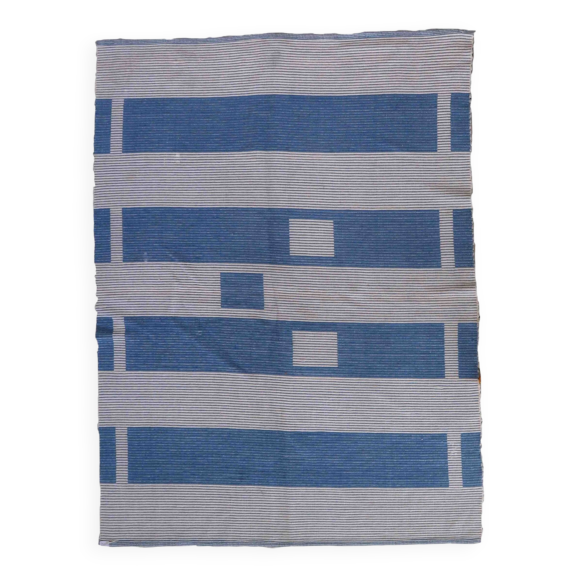 Tapis Vintage Dhurri Indien en Coton (141cm x 193cm), Années 1970, Élégance