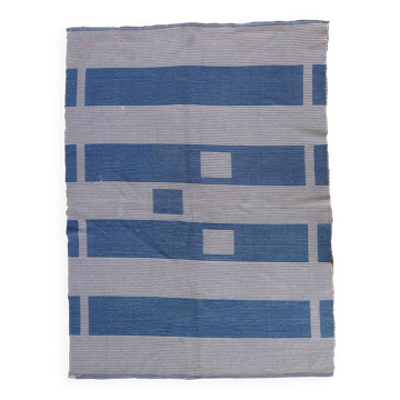 Tapis Vintage Dhurri Indien en Coton (141cm x 193cm), Années 1970, Élégance