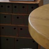 Vintage military-style trunk in leather and wood, late 20th century.