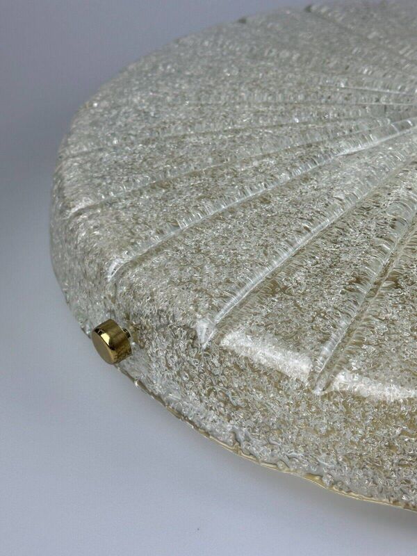 60s 70s Ceiling Light Lamp Plafoniere Flush Mount Ice Glass Hillebrand