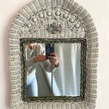 Vintage woven rattan mirror