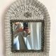 Miroir vintage en rotin tressé