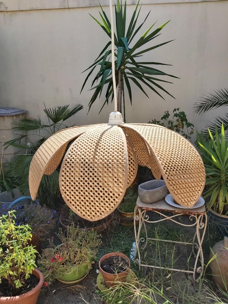 Vintage rattan canning flower suspension