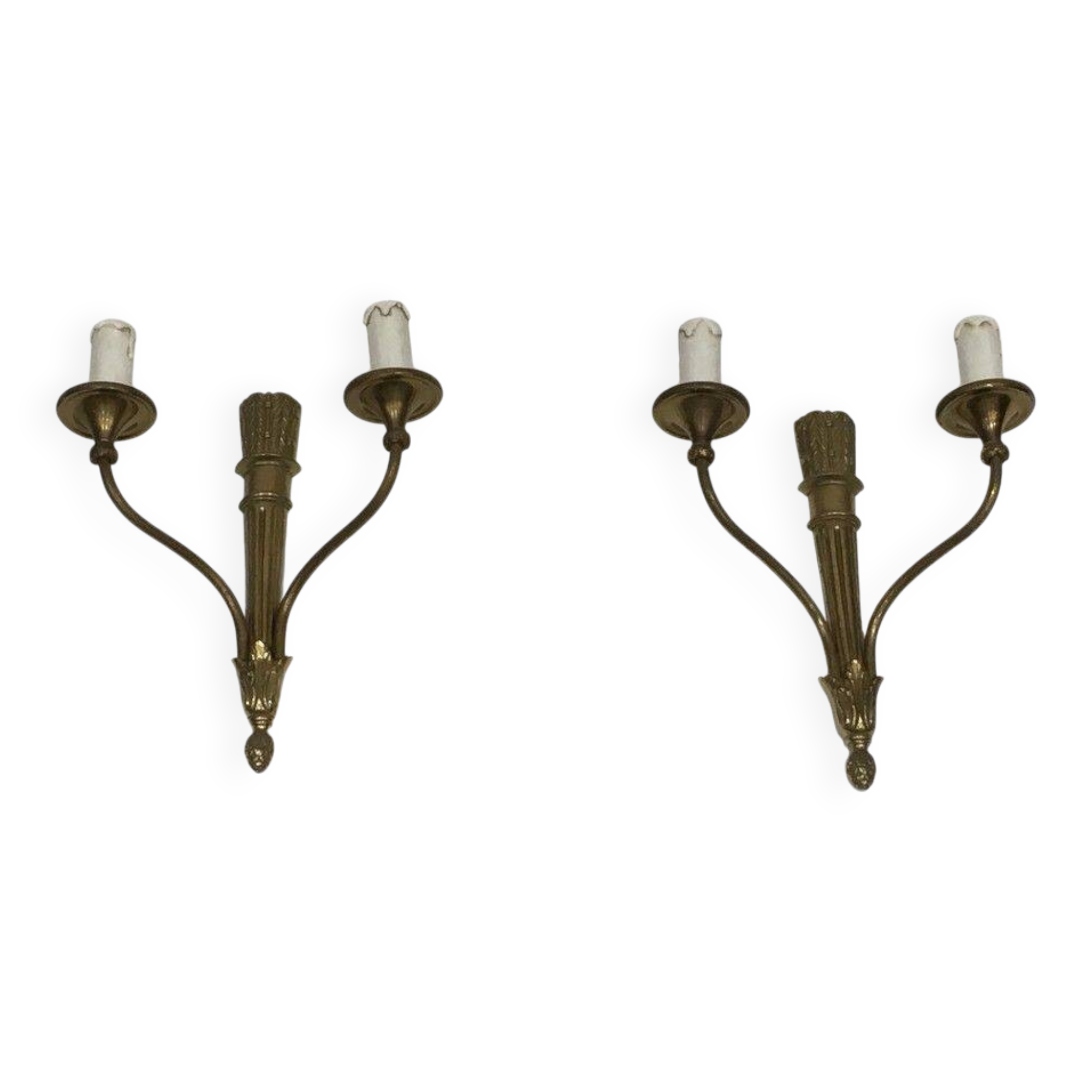 Pair of Louis XVI style bronze wall sconces with quivers