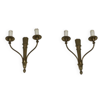 Paire d'appliques de style Louis XVI en bronze au carquois