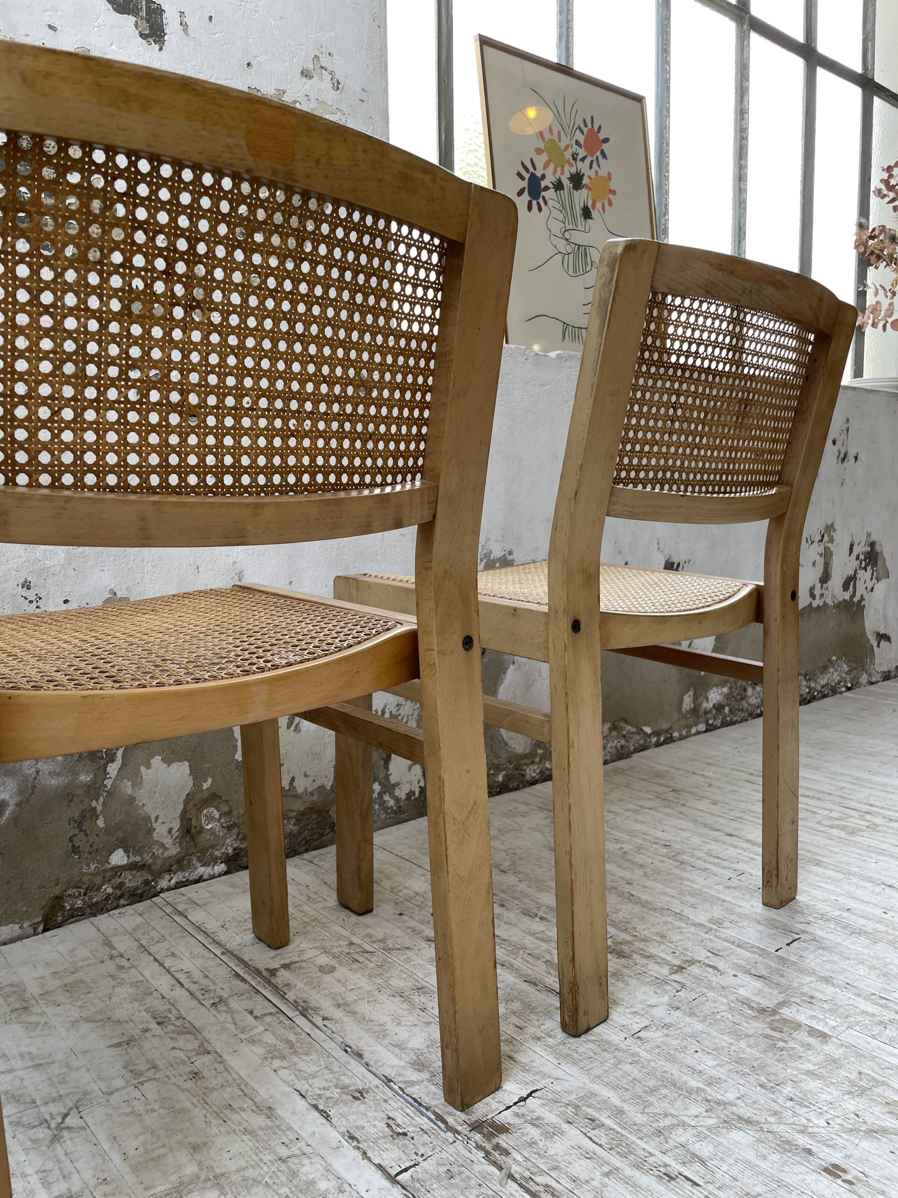Pair of Baumann chairs beech and cannage