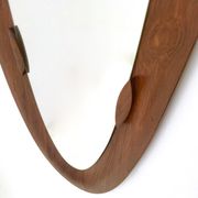 Vintage Postmodern Oval Wall Mirror with a Wooden Frame, Italy