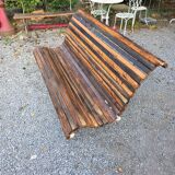 Cast iron and oak slatted garden bench
