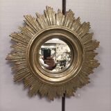 Miroir convexe soleil doré antique