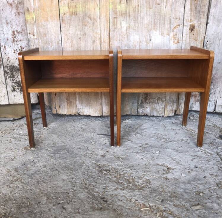 Pair of scandinavian vintage wood bedside tables