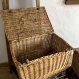 Antique wicker basket with closure and handle