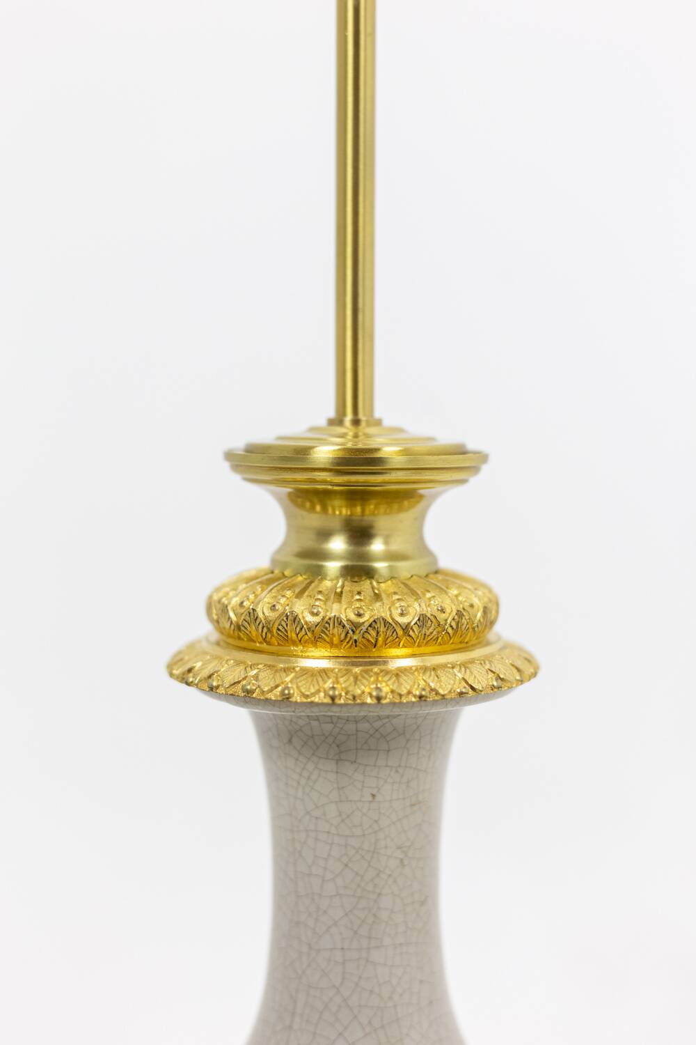 Cracked celadon porcelain lamp with gilded bronze, circa 1880