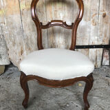 Louis XV style chair in cherry wood and fabric