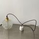 Pair of vintage molded glass pendant lamps
