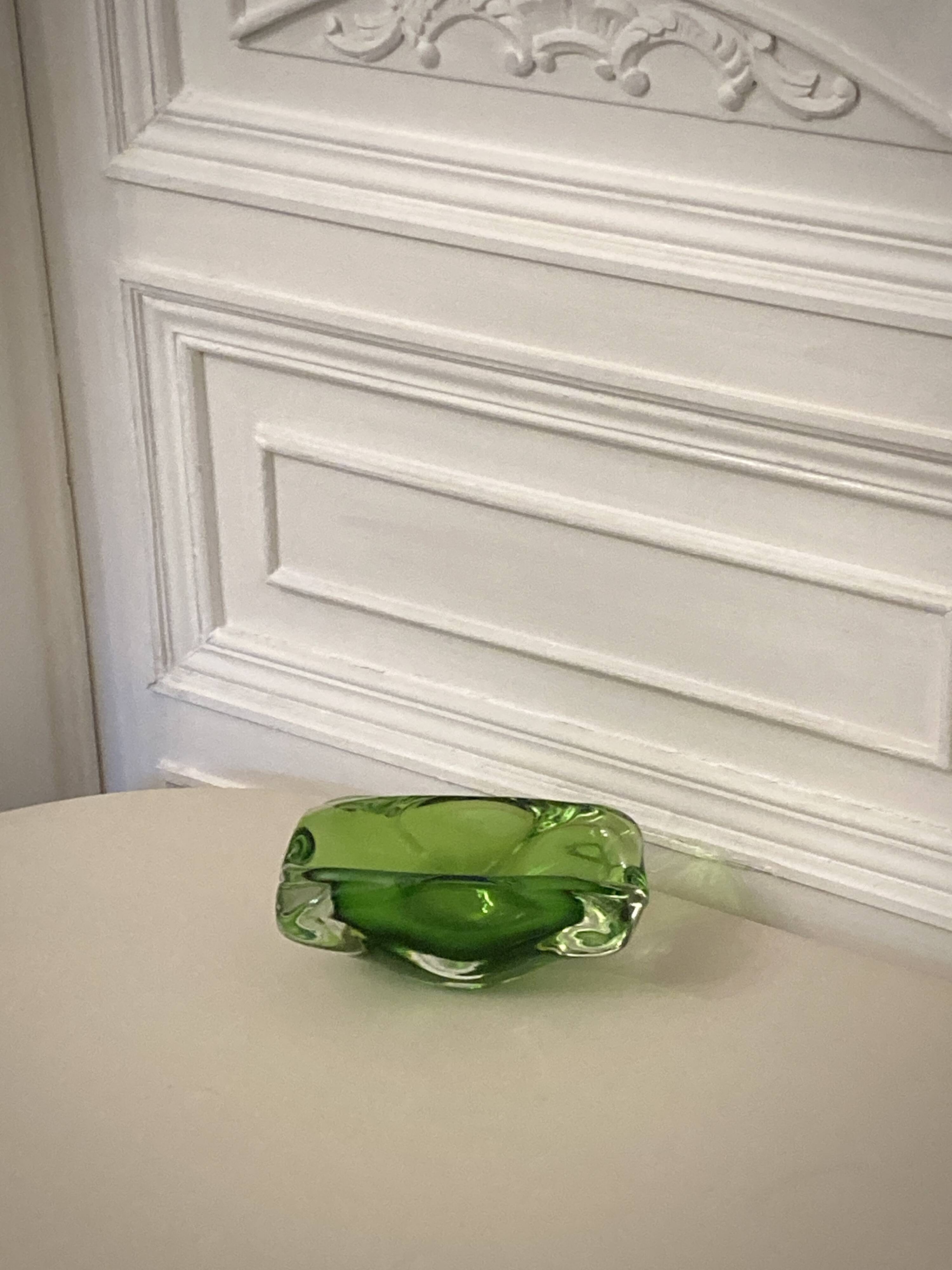 Murano iridescent green pocket tray