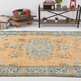 6x9 Shades Of Orange & Blue Vintage Rug, 186x289Cm