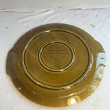 Old dish Gien, drawing chateau chambord in relief and vintage green ceramics